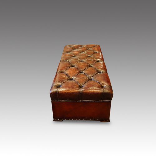 Victorian leather ottoman end view