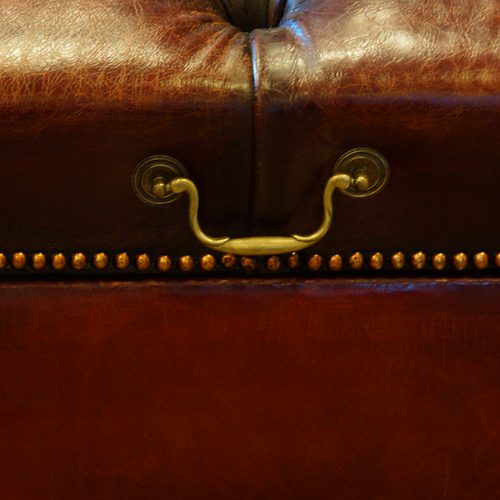 Victorian leather ottoman handle