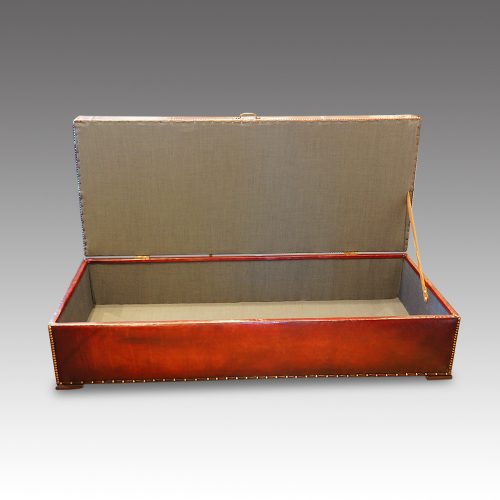 Victorian leather ottoman open