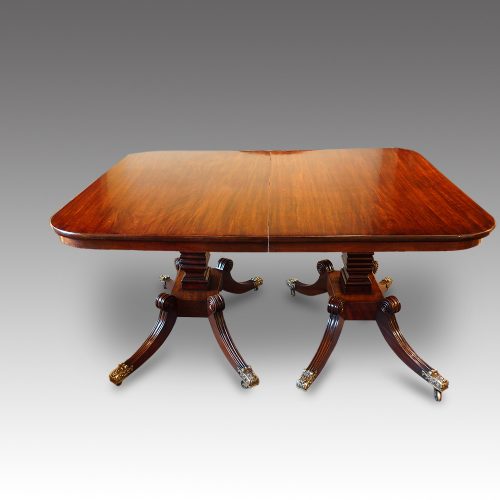 William IV mahogany twin pedestal dining table closed