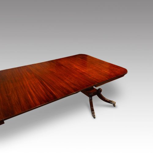 William IV mahogany twin pedestal dining table side