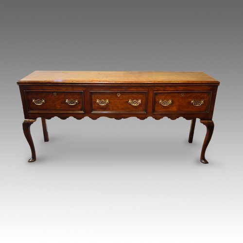 Antique oak cabriole leg dresser base front