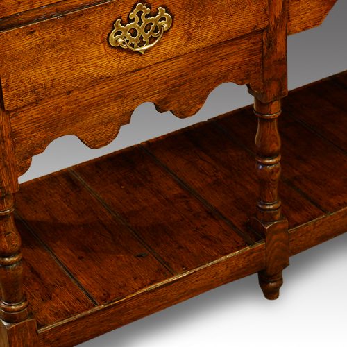 Antique oak potboard dresser base shaped apron