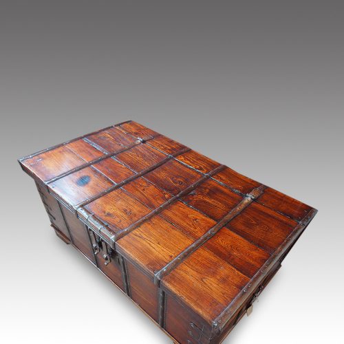 Antique teak merchants chests top