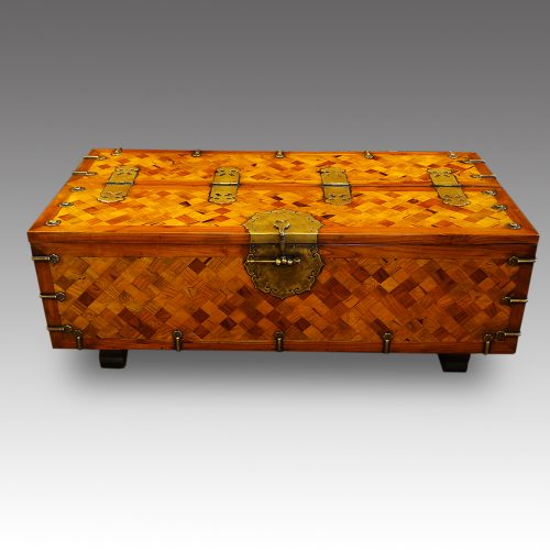 Asian parquetry silk robe chest