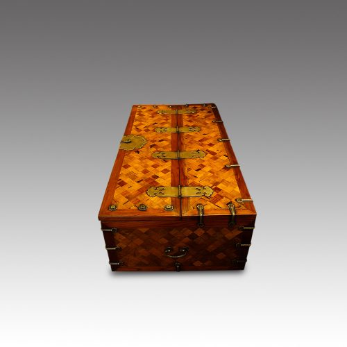 Asian parquetry silk robe chest end