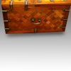 Asian parquetry silk robe chest end handle