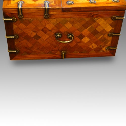 Asian parquetry silk robe chest end handle