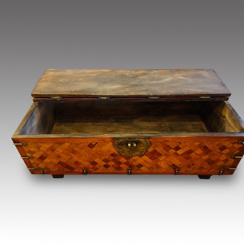 Asian parquetry silk robe chest interior