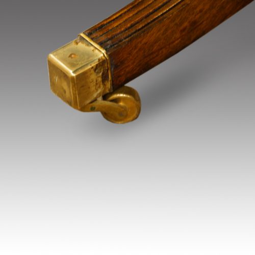 Georgian style mahogany twin pillar dining table brass toe