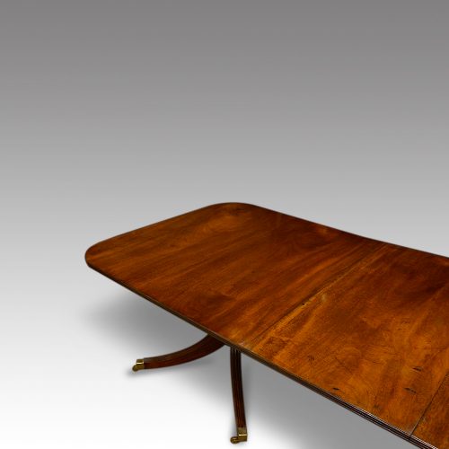 Georgian style mahogany twin pillar dining table end