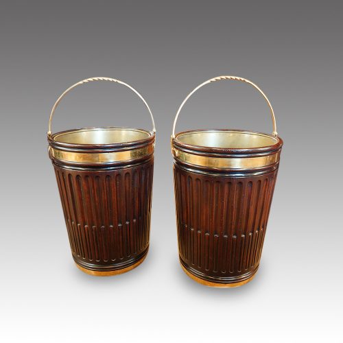 Pair of mahogany Irish peat buckets