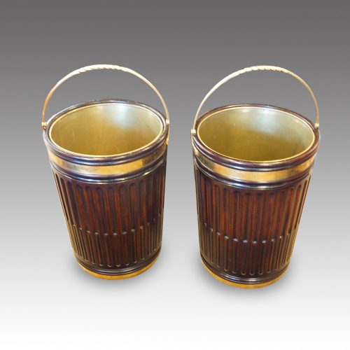 Pair of mahogany Irish peat buckets side
