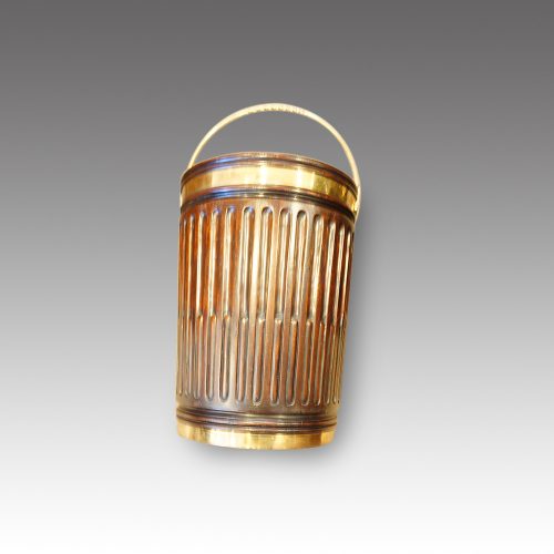 Pair of mahogany Irish peat buckets side view flutes