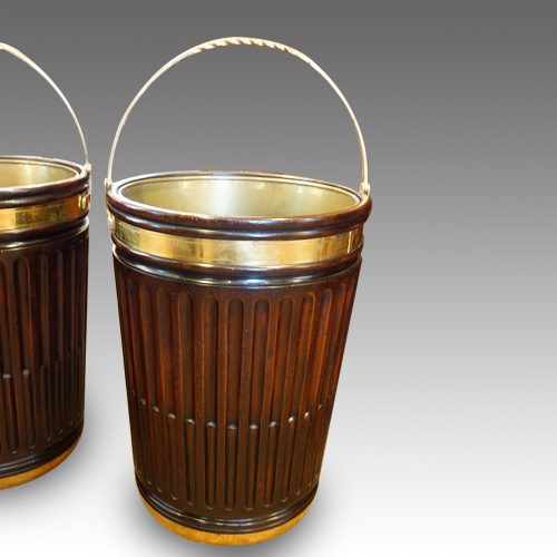 Pair of mahogany Irish peat buckets single
