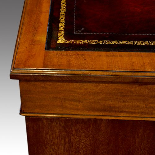 Victorian mahogany pedestal desk edge