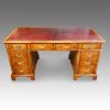 Georgian style walnut pedestal desk front