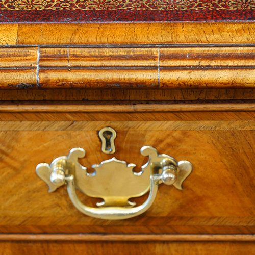 Georgian style walnut pedestal desk handle