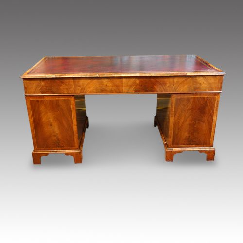 Georgian style walnut pedestal desk rear