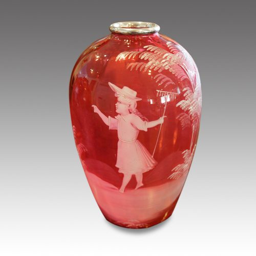 Pair of Victorian Mary Gregory vases female