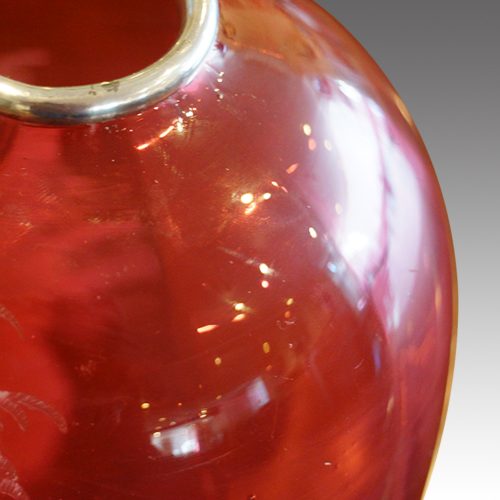 Pair of Victorian Mary Gregory vases rim