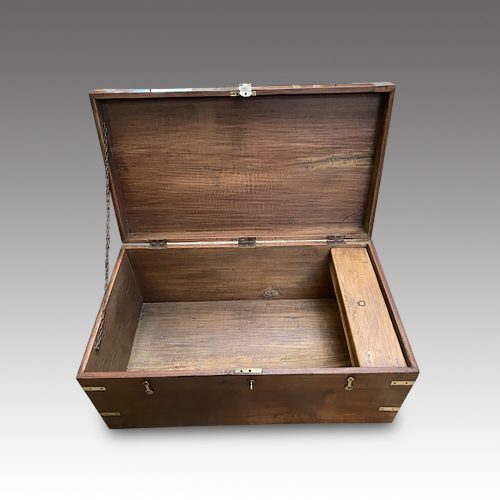 Victorian brass bound military chest interior