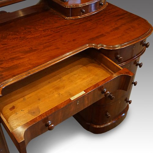 Victorian mahogany dressing table drawer open