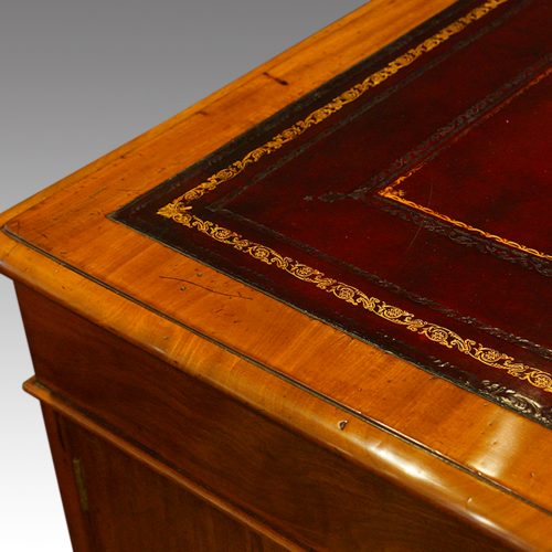 Victorian mahogany partners desk leather detail