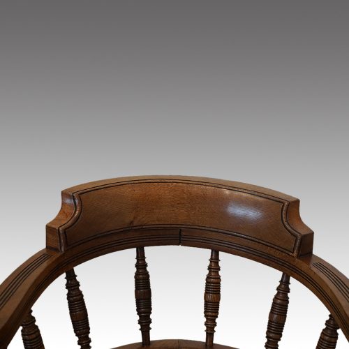 Victorian oak revolving desk chair back rail