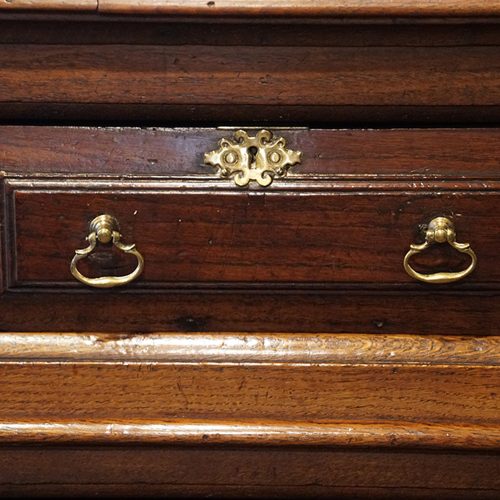 Antique oak dresser base drawer front