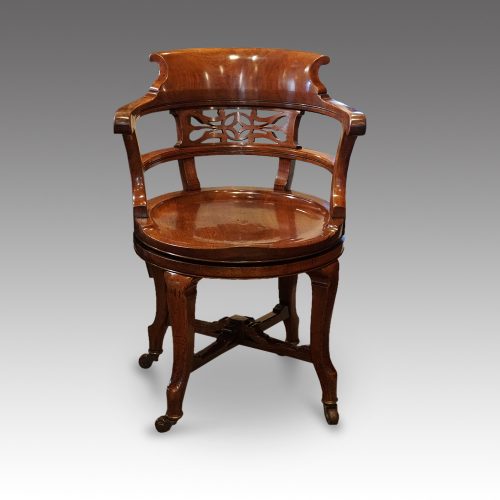 Edwardian mahogany swivel desk chair