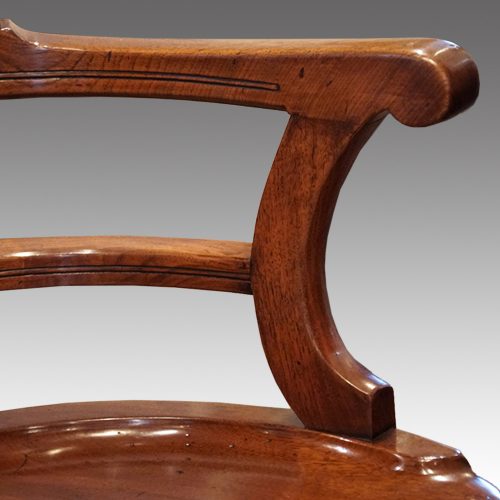Edwardian mahogany swivel desk chair arm detail