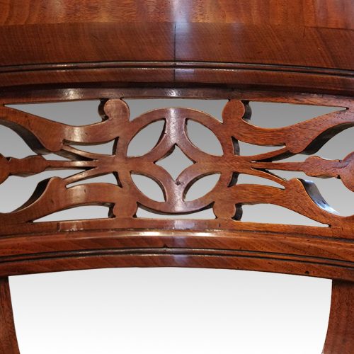 Edwardian mahogany swivel desk chair back fret