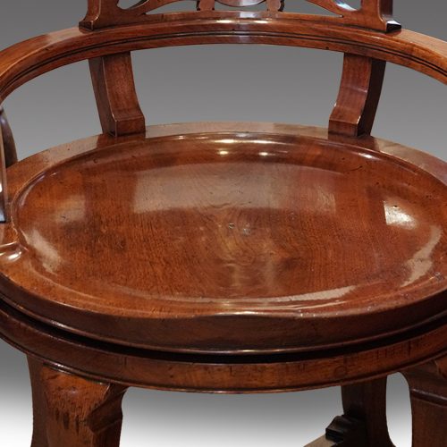 Edwardian mahogany swivel desk chair seat