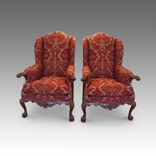 Pair of Georgian style wing chairs