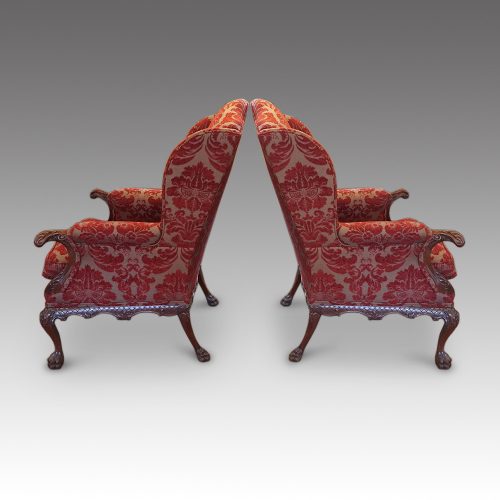 Pair of Georgian style wing chairs side view