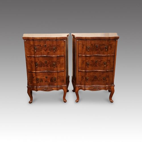 Pair of walnut Continental cabinets