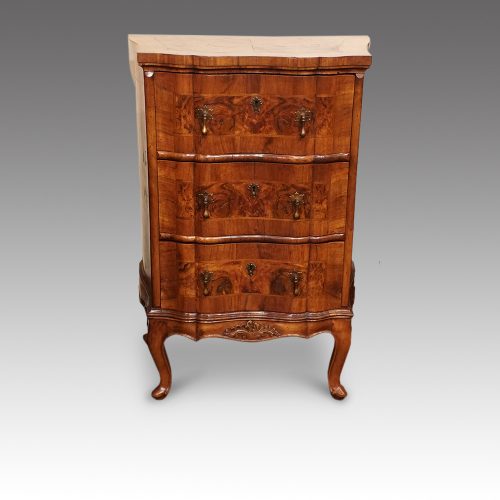 Pair of walnut Continental cabinets detail