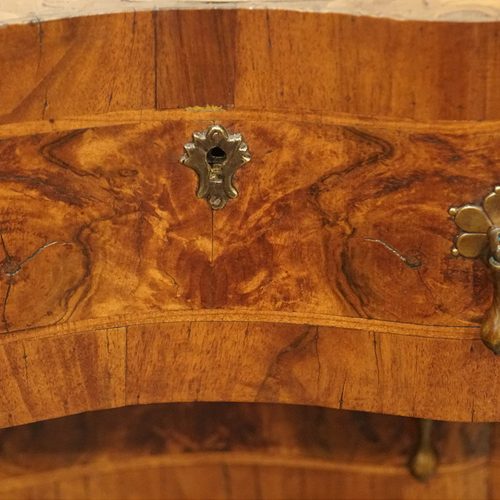 Pair of walnut Continental cabinets drawer