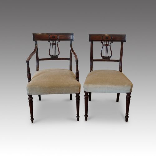 Set of 12 Regency mahogany dining chairs arm and single