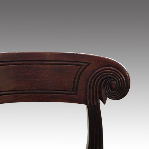Set of 6 Regency mahogany dining chairs backrail detail