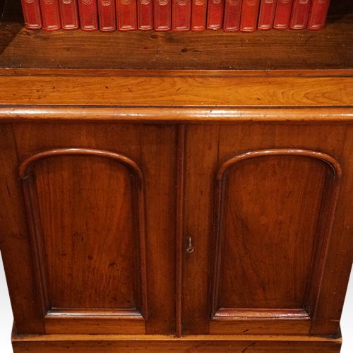 Victorian mahogany open bookcase door detail