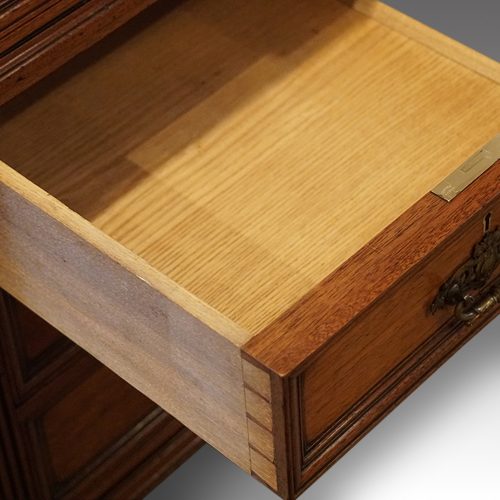 Victorian walnut partners desk drawer lining