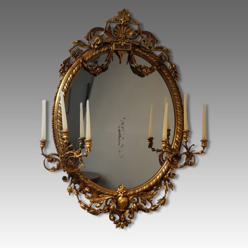 Antique gilt oval mirror