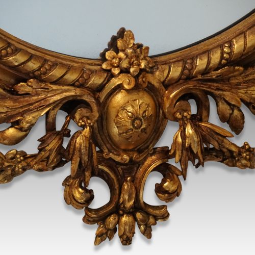 Antique gilt oval mirror apron