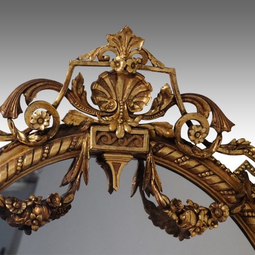Antique gilt oval mirror crest