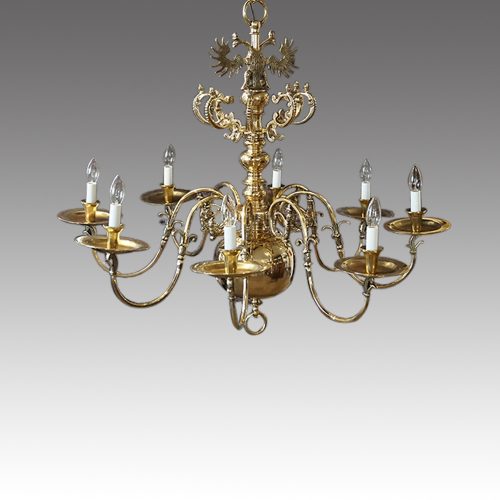 Large antique cast brass chandelier