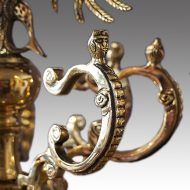 Large antique cast brass chandelier figures