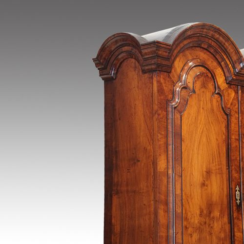 Queen Anne walnut bureau bookcase cornice