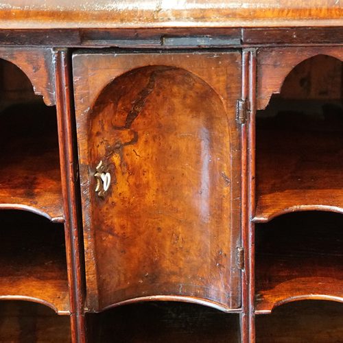Queen Anne walnut bureau bookcase cupboard door
